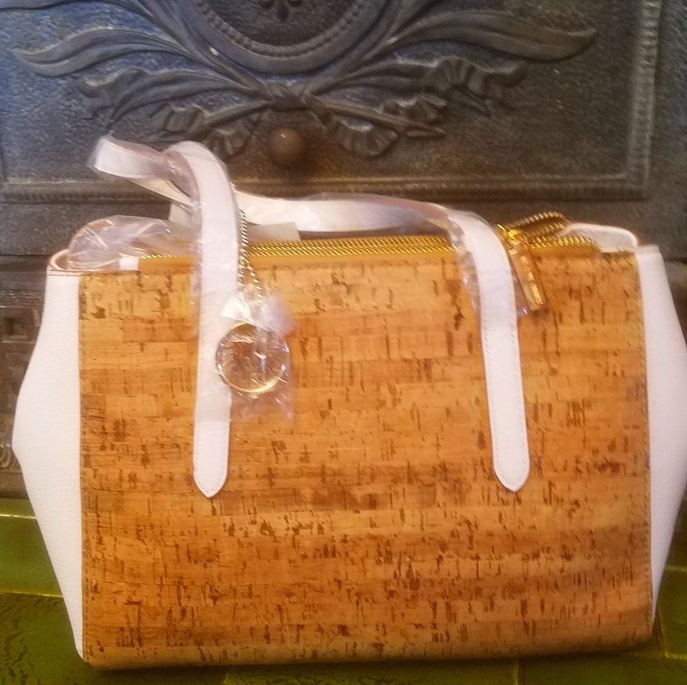 Anne Kline Metallic Cork Satchel